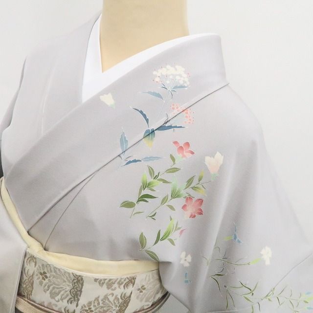 【新古品】tomihisa 新品 手描き友禅 百合 着物 正絹 仕付け糸付 訪問着 7921