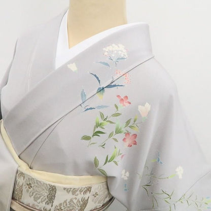 【新古品】tomihisa 新品 手描き友禅 百合 着物 正絹 仕付け糸付 訪問着 7921