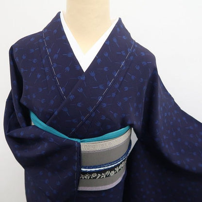 【新古品】tomihisa 新品 藍香房 着物 正絹 仕付け糸付 藍染め 小紋 7930