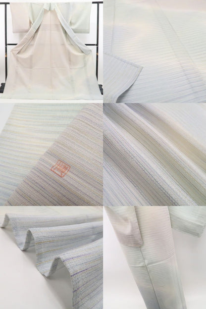 【新古品】tomihisa 新品 単衣 染色作家 桐村博 落款 仕付け糸付 やまだ織 本塩沢 訪問着 7933