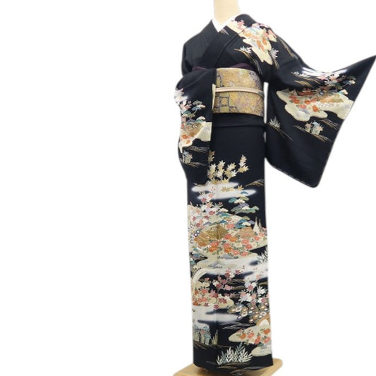 【中古】tomihisa 未着用 単衣 金駒刺繍 茶屋辻 着物 正絹 仕付け糸付 訪問着 7942