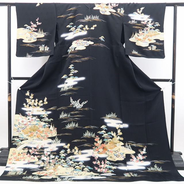 【中古】tomihisa 未着用 単衣 金駒刺繍 茶屋辻 着物 正絹 仕付け糸付 訪問着 7942