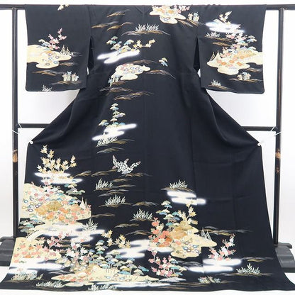 【中古】tomihisa 未着用 単衣 金駒刺繍 茶屋辻 着物 正絹 仕付け糸付 訪問着 7942