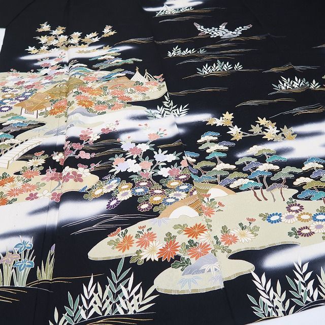 【中古】tomihisa 未着用 単衣 金駒刺繍 茶屋辻 着物 正絹 仕付け糸付 訪問着 7942