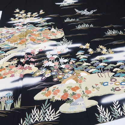 【中古】tomihisa 未着用 単衣 金駒刺繍 茶屋辻 着物 正絹 仕付け糸付 訪問着 7942
