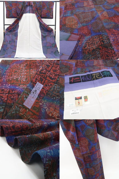 【新古品】tomihisa 新品 単衣 前田仁仙 落款 京友禅 着物 正絹 仕付け糸付 小紋 7947