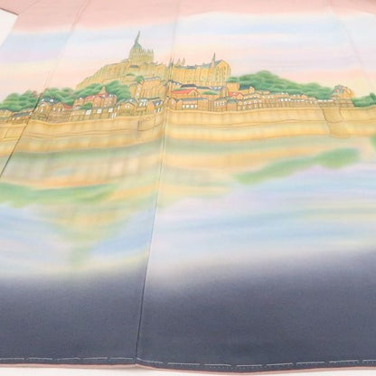 【新古品】tomihisa 新品 白川丈山 落款 世界遺産 モンサンミッシェル 着物 正絹 仕付け糸付 訪問着 7950