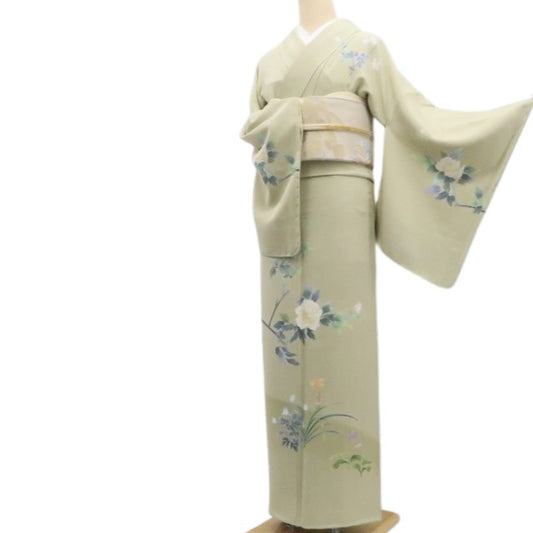 【新古品】tomihisa 新品 手描き友禅 落款 峰山 着物 正絹 仕付け糸付 訪問着 7963