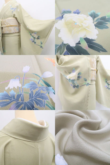 【新古品】tomihisa 新品 手描き友禅 落款 峰山 着物 正絹 仕付け糸付 訪問着 7963