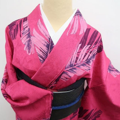 【新古品】tomihisa 新品 単衣 希香粋 モンステラ ボタニカル 着物 トールサイズ 仕付け糸付 小紋 7965