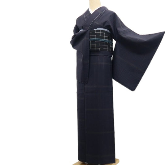 【新古品】tomihisa 新品 単衣 越後おぐに くるまや工房謹製 ますいわ屋扱い 柿泥染 着物 仕付け糸付 小千谷紬 7971