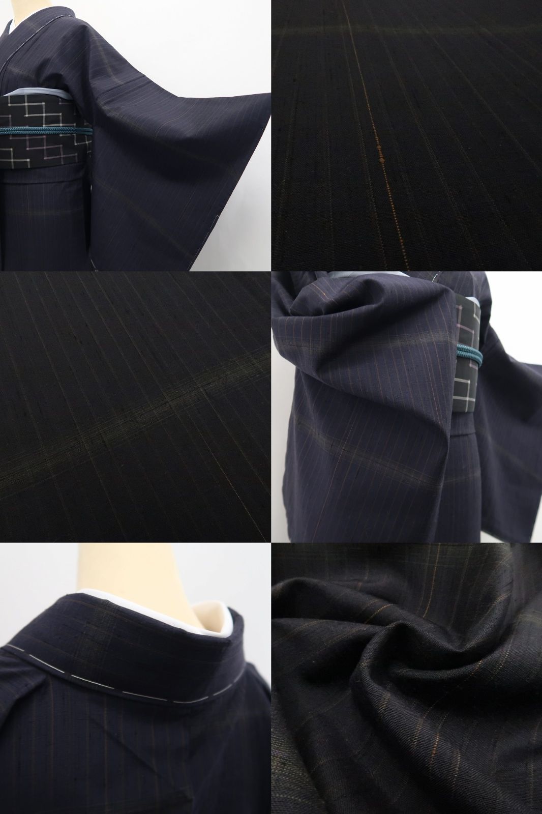 【新古品】tomihisa 新品 単衣 越後おぐに くるまや工房謹製 ますいわ屋扱い 柿泥染 着物 仕付け糸付 小千谷紬 7971