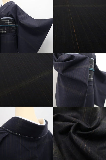 【新古品】tomihisa 新品 単衣 越後おぐに くるまや工房謹製 ますいわ屋扱い 柿泥染 着物 仕付け糸付 小千谷紬 7971