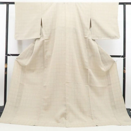 【新古品】tomihisa 新品 単衣 格子柄 着物 正絹 仕付け糸付 お召 7976