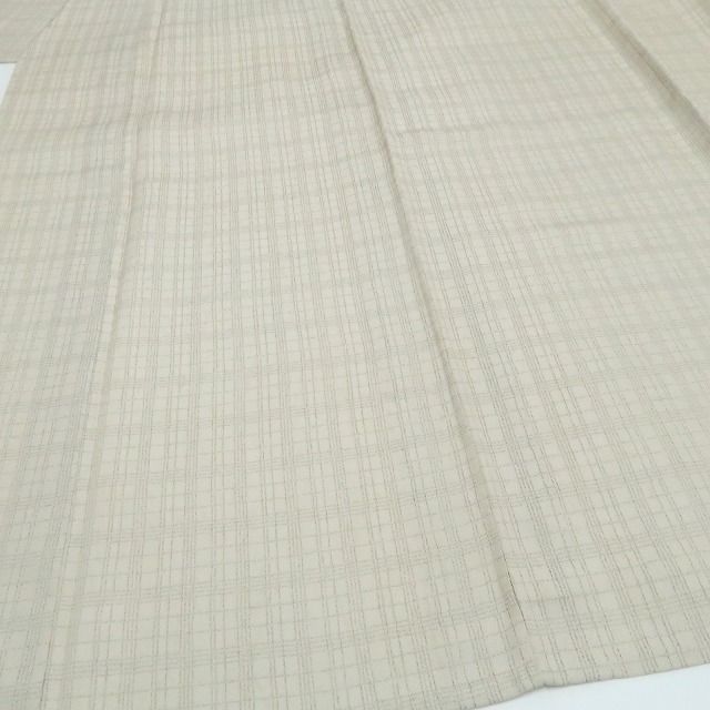 【新古品】tomihisa 新品 単衣 格子柄 着物 正絹 仕付け糸付 お召 7976
