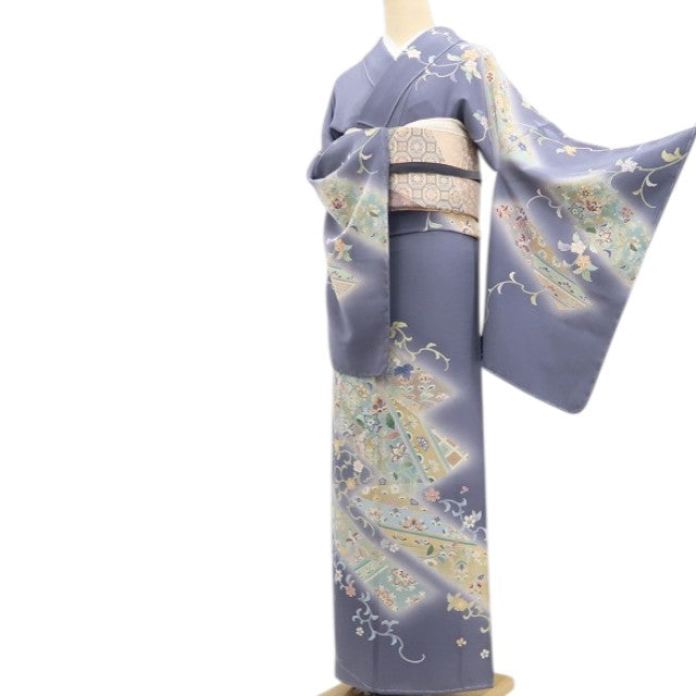 【新古品】tomihisa 新品 唐花 鳳凰 着物 正絹 仕付け糸付 トールサイズ 訪問着 7987