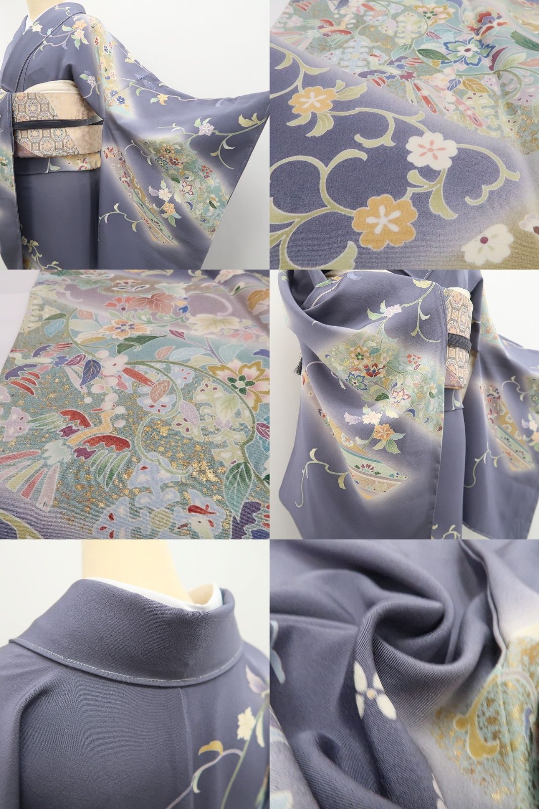 【新古品】tomihisa 新品 唐花 鳳凰 着物 正絹 仕付け糸付 トールサイズ 訪問着 7987