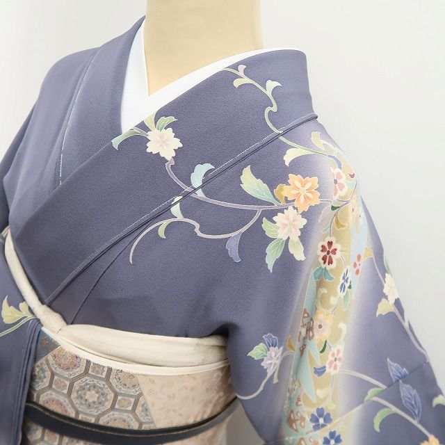 【新古品】tomihisa 新品 唐花 鳳凰 着物 正絹 仕付け糸付 トールサイズ 訪問着 7987