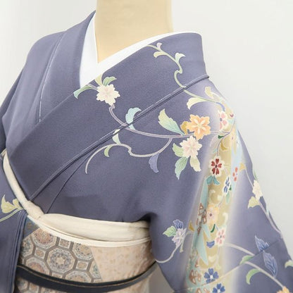 【新古品】tomihisa 新品 唐花 鳳凰 着物 正絹 仕付け糸付 トールサイズ 訪問着 7987