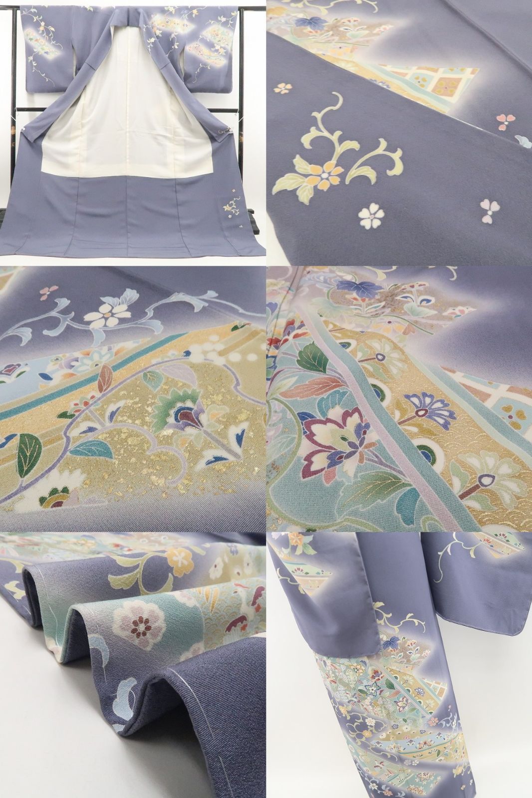 【新古品】tomihisa 新品 唐花 鳳凰 着物 正絹 仕付け糸付 トールサイズ 訪問着 7987