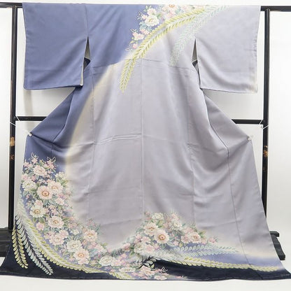 【新古品】tomihisa 新品 牡丹 銀通し 着物 正絹 仕付け糸付 訪問着 7989