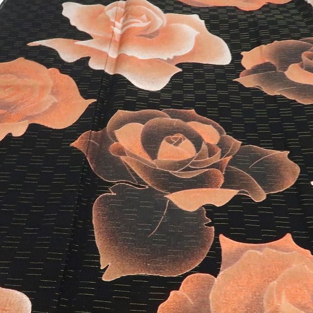 【中古】tomihisa 美品 さが美謹製 薔薇 落款 着物 正絹 仕付け糸付 訪問着 7991