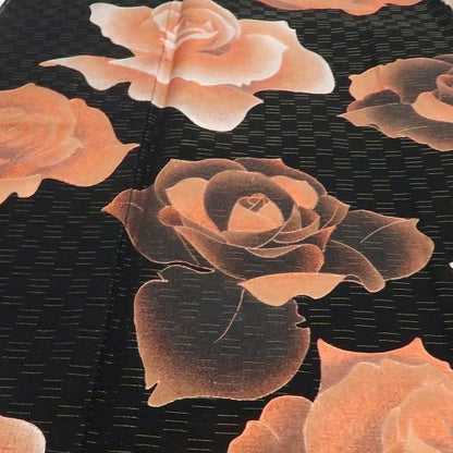 【中古】tomihisa 美品 さが美謹製 薔薇 落款 着物 正絹 仕付け糸付 訪問着 7991