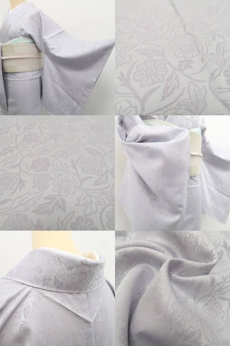 tomihisa 新品 単衣 着物 正絹 仕付け糸付 トールサイズ“藤色に宿る、やわらかな気品”お召 8069
