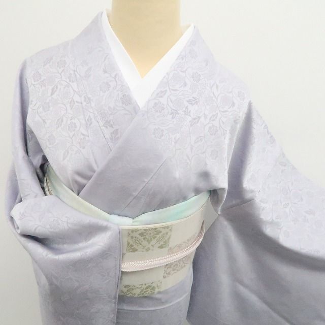 tomihisa 新品 単衣 着物 正絹 仕付け糸付 トールサイズ“藤色に宿る、やわらかな気品”お召 8069