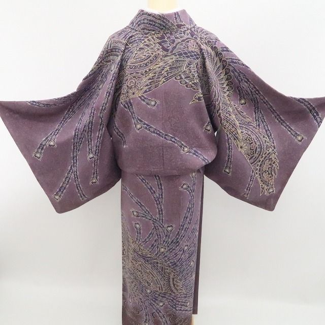 【新品・訪問着】孔雀 着物 正絹 仕付け糸付 トールサイズ tomihisa”優雅な羽に魅せられる格調の晴れ姿”9571
