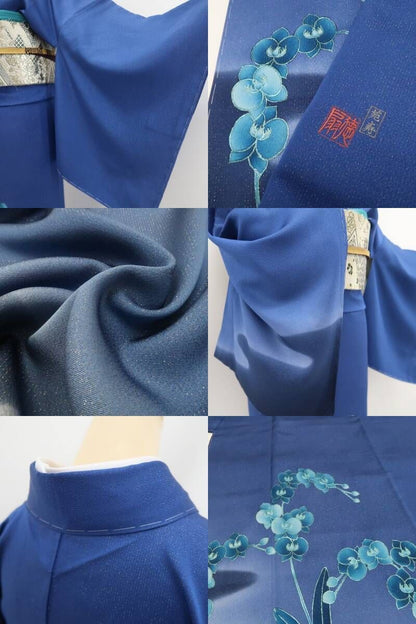 【新品・訪問着】藤林徳扇 落款 胡蝶蘭 銀通し 着物 正絹 仕付け糸付 トールサイズ tomihisa“面影留めて和に染まる華”9598