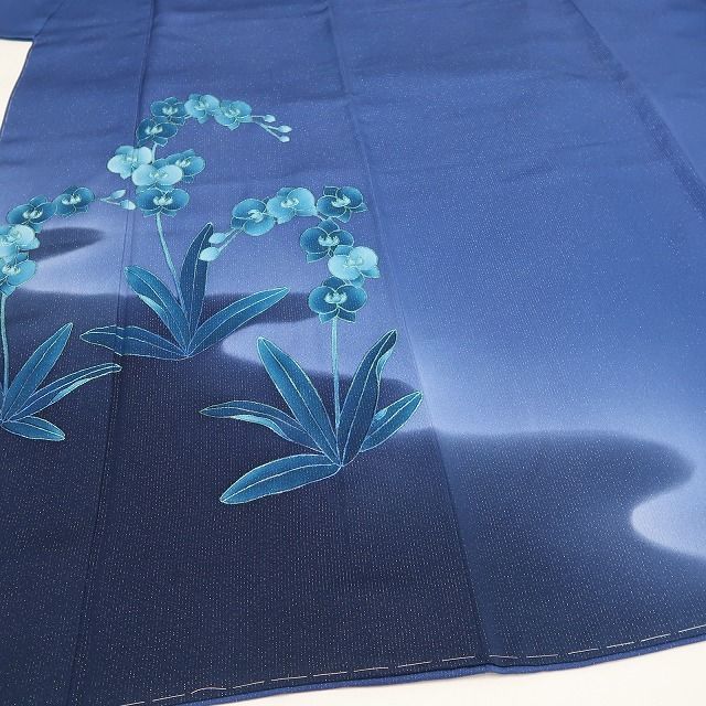 【新品・訪問着】藤林徳扇 落款 胡蝶蘭 銀通し 着物 正絹 仕付け糸付 トールサイズ tomihisa“面影留めて和に染まる華”9598