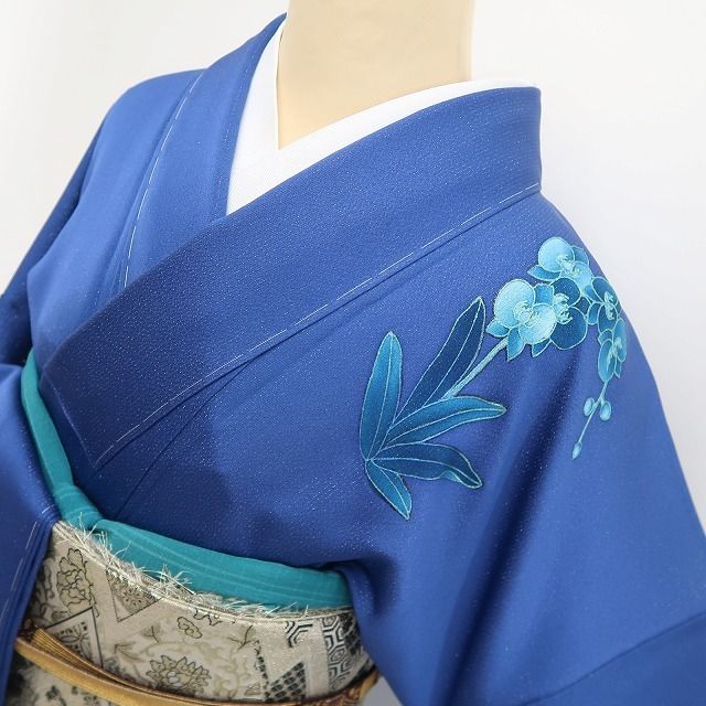 【新品・訪問着】藤林徳扇 落款 胡蝶蘭 銀通し 着物 正絹 仕付け糸付 トールサイズ tomihisa“面影留めて和に染まる華”9598