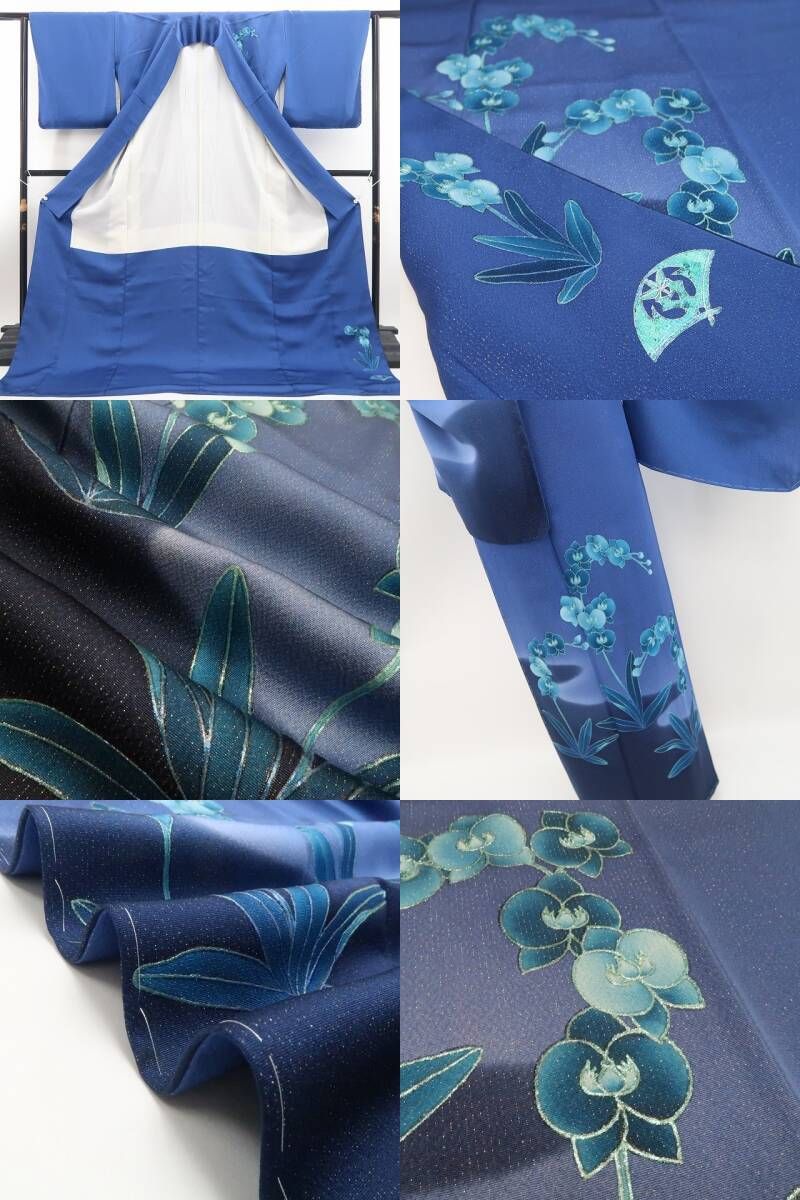 【新品・訪問着】藤林徳扇 落款 胡蝶蘭 銀通し 着物 正絹 仕付け糸付 トールサイズ tomihisa“面影留めて和に染まる華”9598