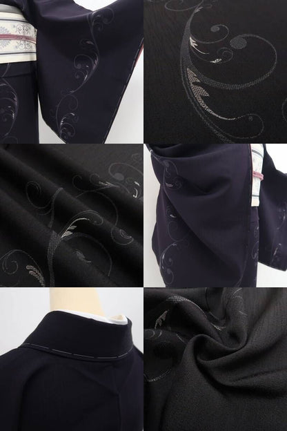 【美品・お召】唐草 着物 正絹 仕付け糸付 tomihisa“心の中に滑りこみお洒落ごころに明かりを灯す”9600