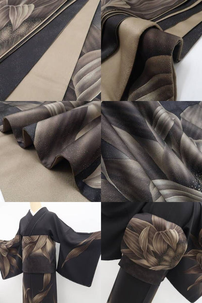 【新品・付下げ/袋帯】２点セット 銀花仙 向日葵 着物 正絹 仕付け糸付 tomihisa”シックに華やぐ向日葵の気品”9608