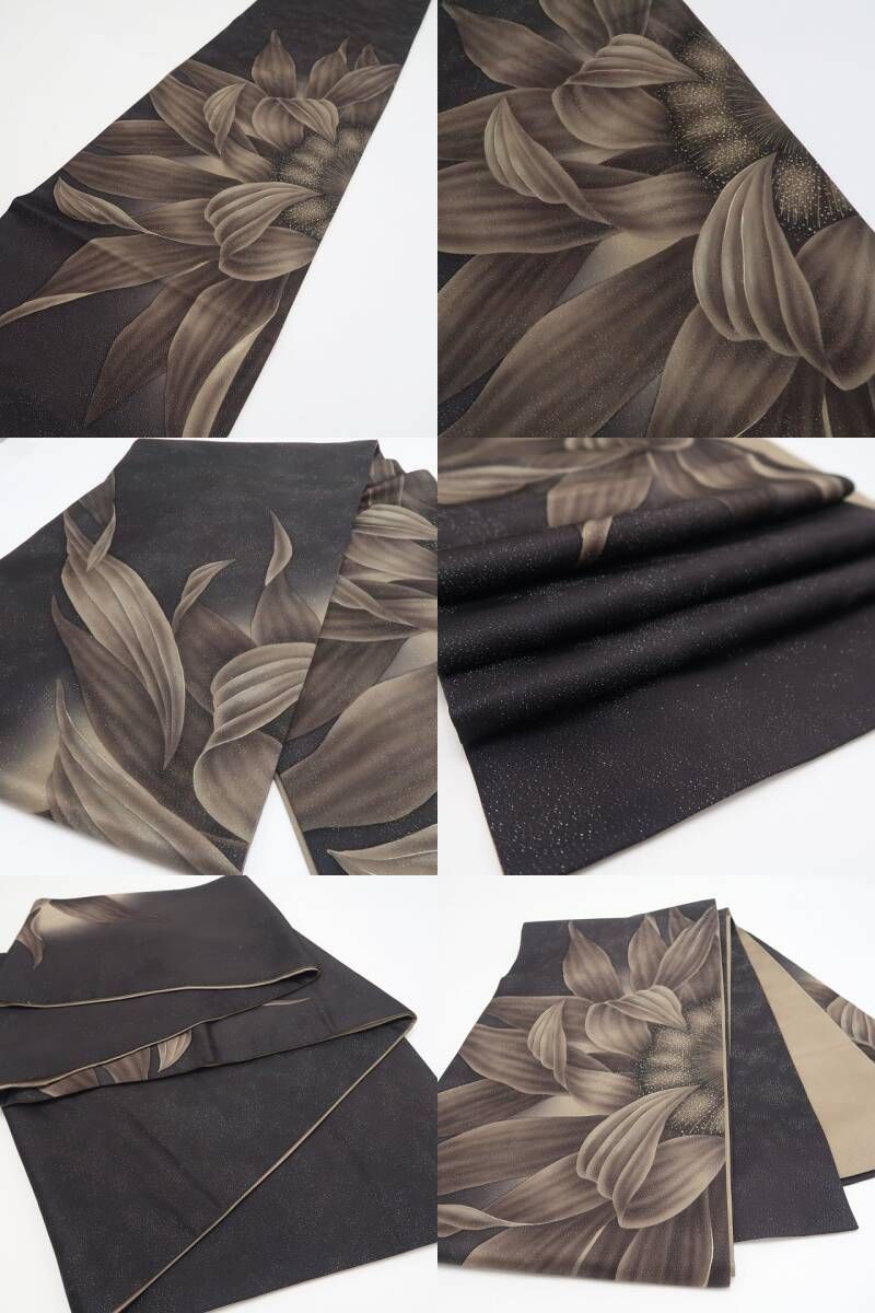 【新品・付下げ/袋帯】２点セット 銀花仙 向日葵 着物 正絹 仕付け糸付 tomihisa”シックに華やぐ向日葵の気品”9608