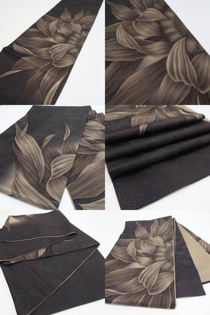 【新品・付下げ/袋帯】２点セット 銀花仙 向日葵 着物 正絹 仕付け糸付 tomihisa”シックに華やぐ向日葵の気品”9608
