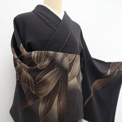 【新品・付下げ/袋帯】２点セット 銀花仙 向日葵 着物 正絹 仕付け糸付 tomihisa”シックに華やぐ向日葵の気品”9608