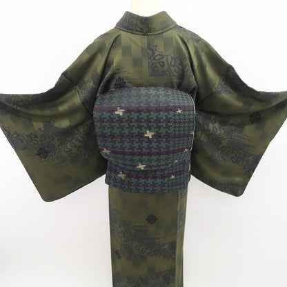 【新品・付下げ/袋帯】２点セット 銀花仙 向日葵 着物 正絹 仕付け糸付 tomihisa”シックに華やぐ向日葵の気品”9608
