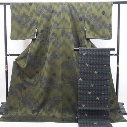 【新品・付下げ/袋帯】２点セット 銀花仙 向日葵 着物 正絹 仕付け糸付 tomihisa”シックに華やぐ向日葵の気品”9608