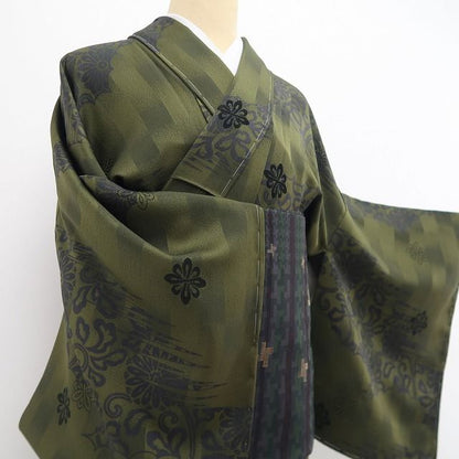 【新品・付下げ/袋帯】２点セット 銀花仙 向日葵 着物 正絹 仕付け糸付 tomihisa”シックに華やぐ向日葵の気品”9608