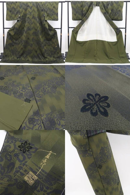 【新品・付下げ/袋帯】２点セット 銀花仙 向日葵 着物 正絹 仕付け糸付 tomihisa”シックに華やぐ向日葵の気品”9608