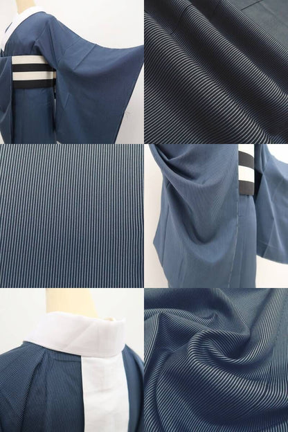 【新品・長襦袢】縦縞 着物 正絹 仕付け糸付 tomihisa”端正な縦縞で装いを整えて”9611
