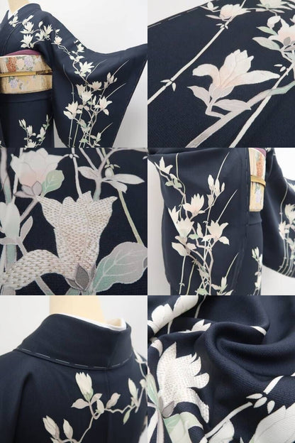 【新品・訪問着】刺繍 木蓮 着物 正絹 仕付け糸付 tomihisa”咲き広がる木蓮の気品を纏って”9614