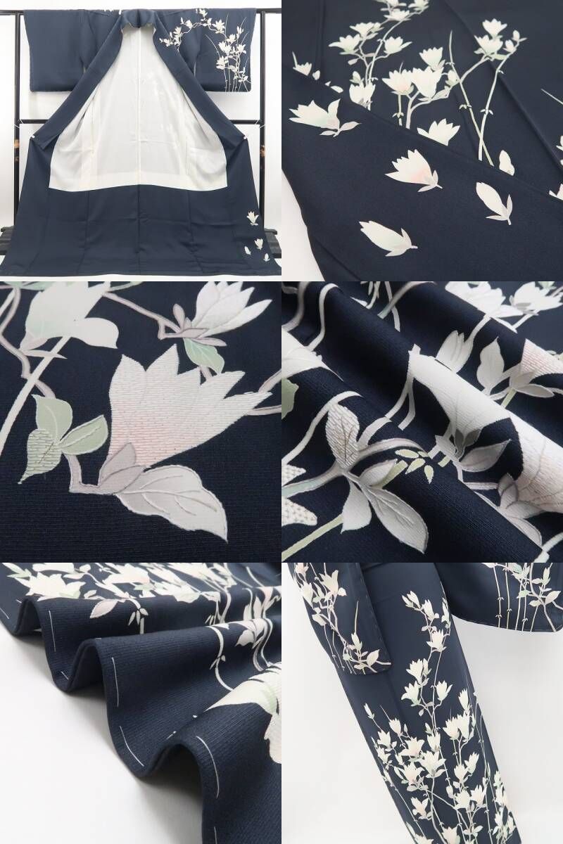 【新品・訪問着】刺繍 木蓮 着物 正絹 仕付け糸付 tomihisa”咲き広がる木蓮の気品を纏って”9614