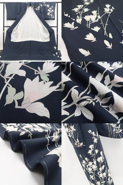 【新品・訪問着】刺繍 木蓮 着物 正絹 仕付け糸付 tomihisa”咲き広がる木蓮の気品を纏って”9614