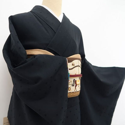 【新品・小紋】BANKAN モノトーン ドット 水玉 洗える着物 トールサイズ tomihisa”モノトーンに忍ばせたカラフルな洒落心”9619