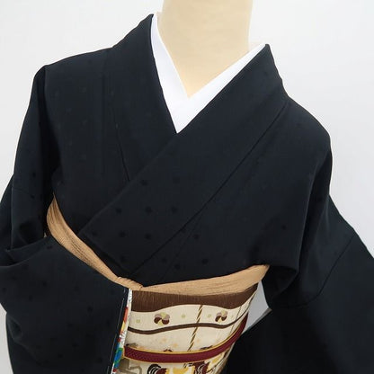【新品・小紋】BANKAN モノトーン ドット 水玉 洗える着物 トールサイズ tomihisa”モノトーンに忍ばせたカラフルな洒落心”9619