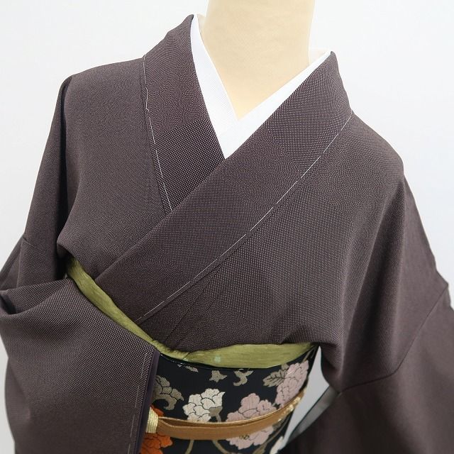 【新品・江戸小紋】伝統工芸士 服部光擴 落款 着物 正絹 仕付け糸付 ワイドサイズ tomihisa”遠目には無地近づけば極細の美”9620